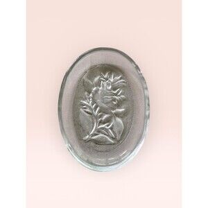 Vintage Bohemian Pressed Glass Floral Trinket Dish, Czech Clear Vanity Ring Tray